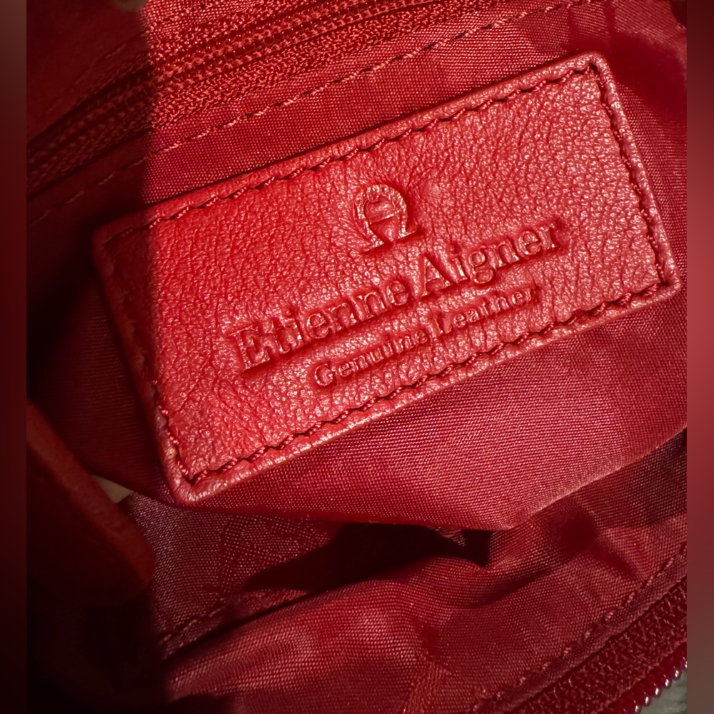 Etienne Aigner: Red Genuine Leather Mini Wristlet - Picture 6 of 7